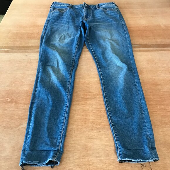 True Religion World Tour Jennie Curvy Super Skinny Jeans Women 29 Blue Raw Hem - Picture 1 of 14